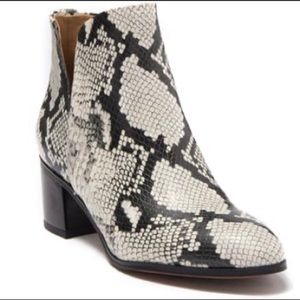 Franco Sarto Roar Snake Print Embossed Block Heel Booties